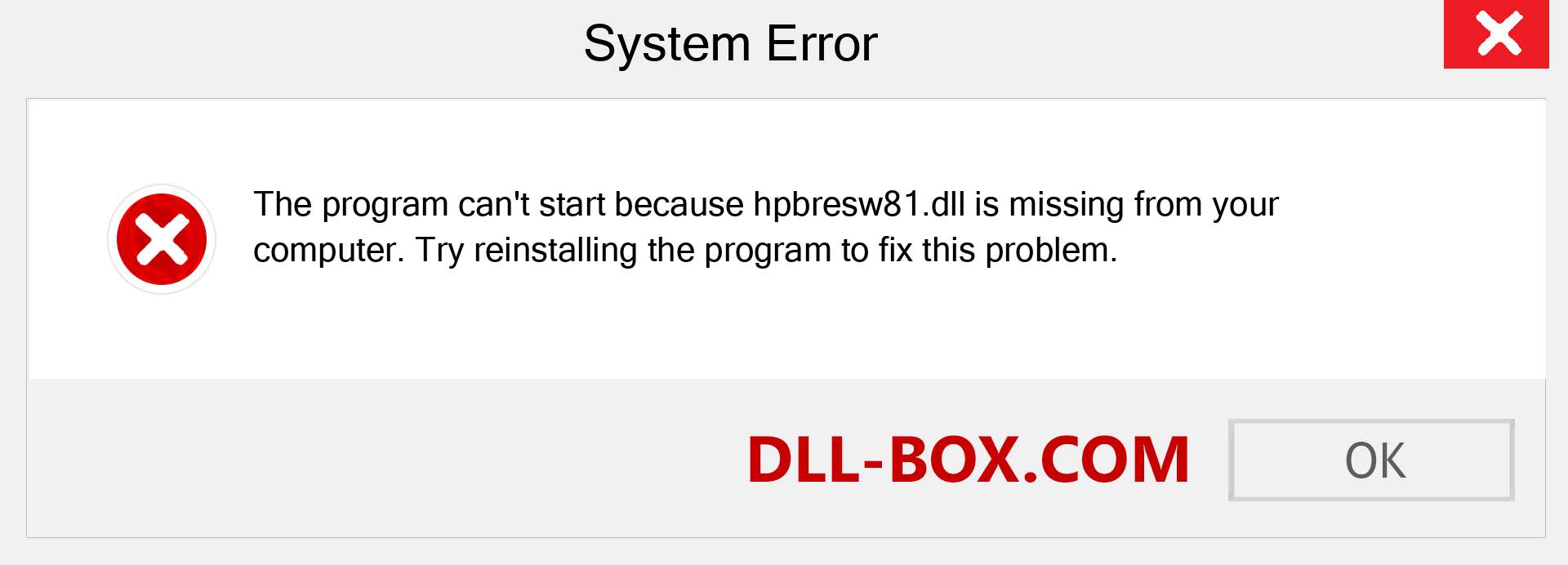  hpbresw81.dll file is missing?. Download for Windows 7, 8, 10 - Fix  hpbresw81 dll Missing Error on Windows, photos, images